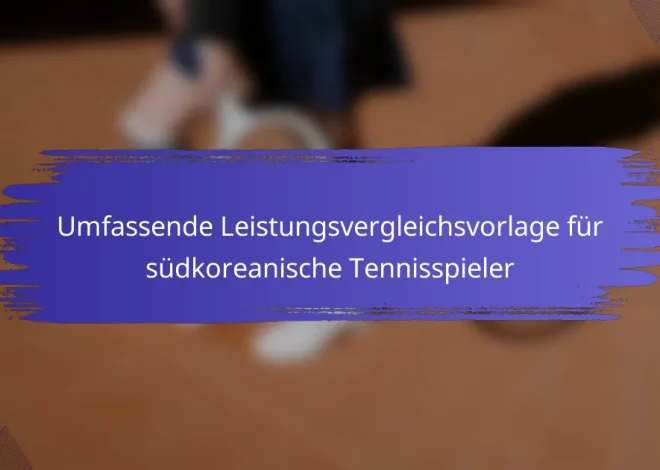 Umfassende Leistungsvergleichsvorlage für südkoreanische Tennisspieler