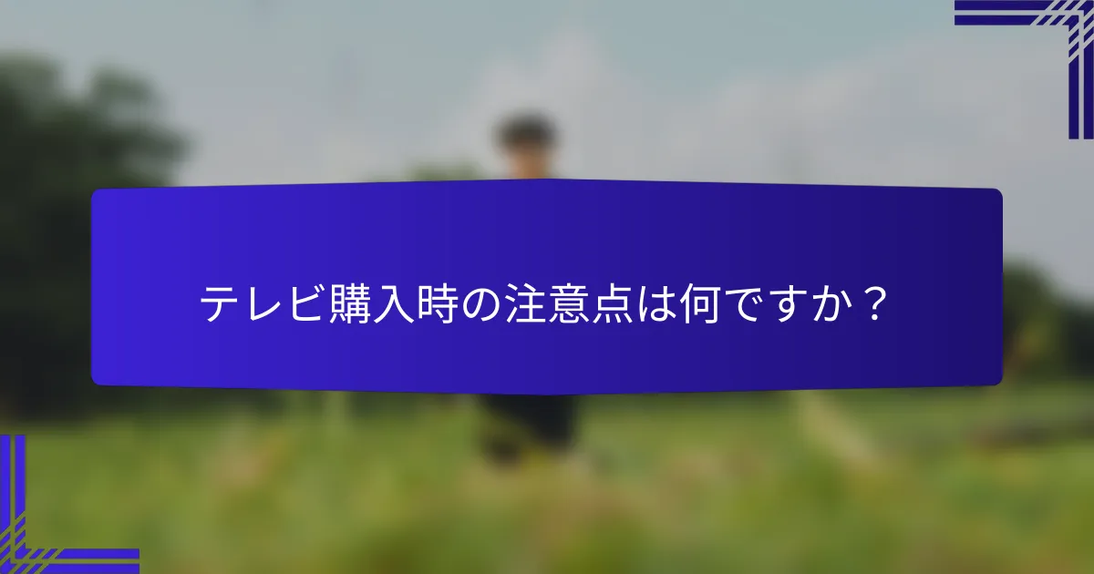 テレビ購入時の注意点は何ですか？