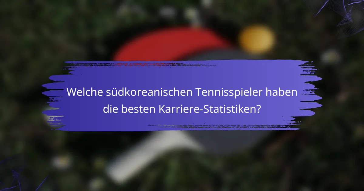 Welche südkoreanischen Tennisspieler haben die besten Karriere-Statistiken?
