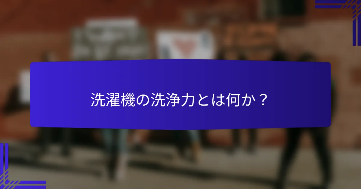 洗濯機の洗浄力とは何か?